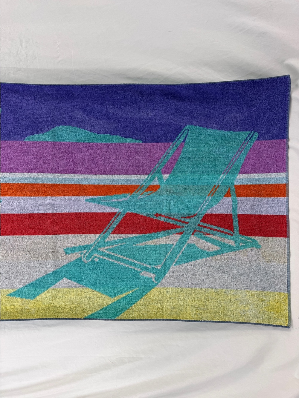 Rare Vintage Cobra 1980s Beach Towel Turquoise Deck Chair Motif Coastal Pop Art